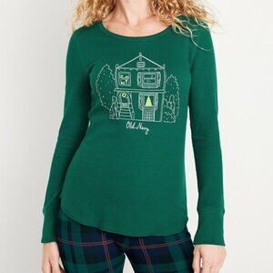 Old Navy waffle pajama PJ shirt green size XS